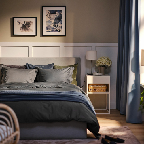 Комплект постельного белья IKEA LUKTJASMIN (ЛЮКТЭСМИН), Двуспальный, Темно-серый, 240x220, 50x80 см