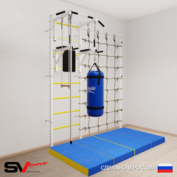 Шведская стенка Sv Sport 57650 (Турник стандарт/Брусья/Канат/Трапеция/Цепь/Мешок 15кг/Мат 2м/Канатный лаз)