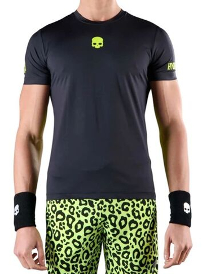 Мужская теннисная футболка Hydrogen Panther Tech T-Shirt - black/yellow fluo