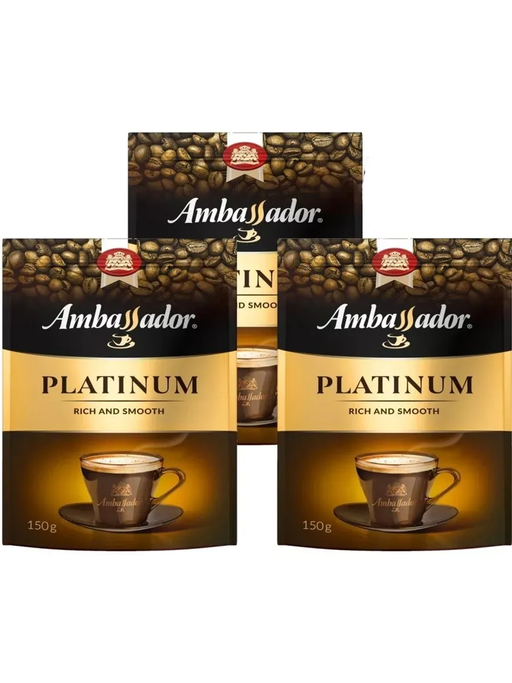 Кофе растворимый Амбассадор PLATINUM 3 шт по 150 г