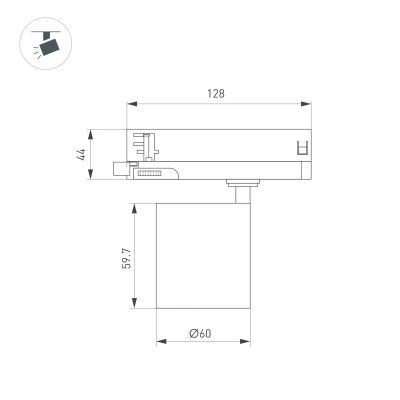Светильник LGD-DYKE-4TR-R60-8W Warm3000 (WH, 38 deg, 230V) (Arlight, IP20 Металл, 5 лет)