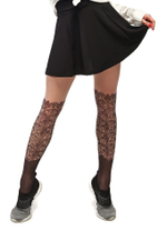 Колготки +size с имитацией кружевных сапожек на шнуровке (Размер: XL-XXL) (Цвет: бежевый)