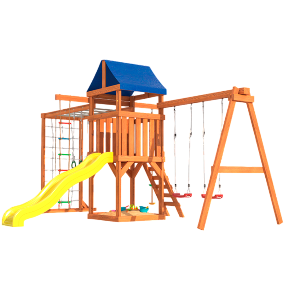 Детская площадка Fun Land с сеткой, рукоходом и качелями лодочка