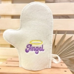 Варежка банная с вышивкой «Angel», цвет белый, без упаковки