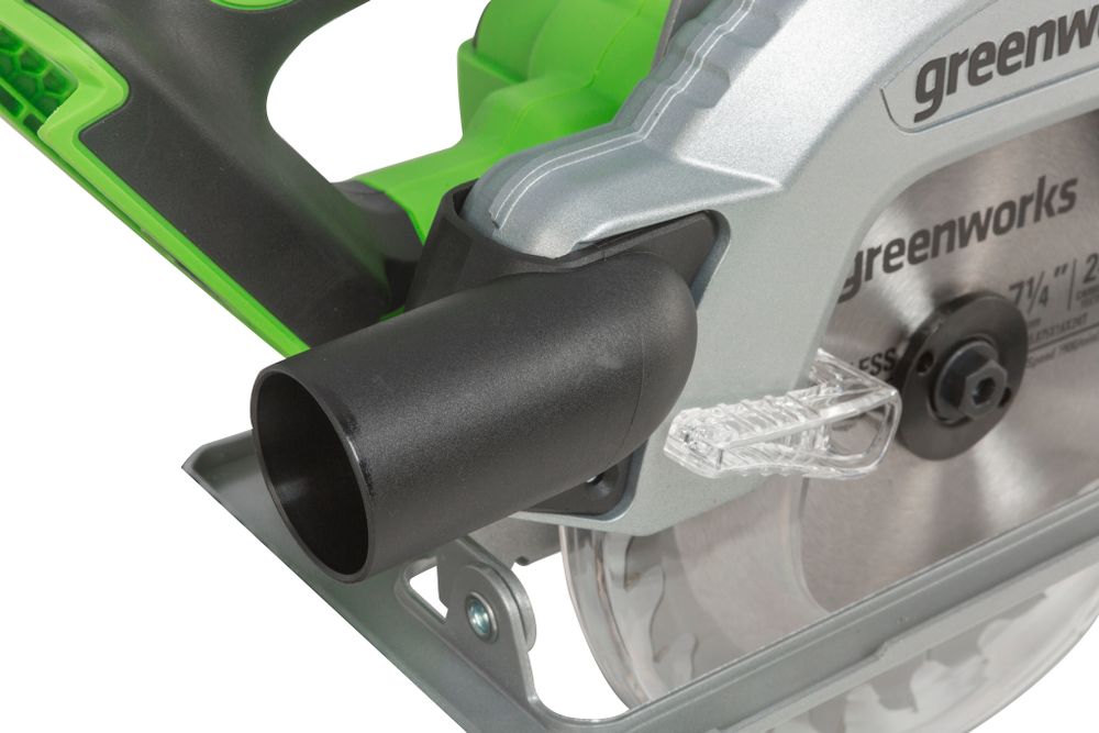 Дисковая пила акк. Greenworks GD24CS, 24V,б/щет,185х20мм, 4500 об/мин, рез 63мм,1х5Ач,ЗУ,кор (1500907CUG)