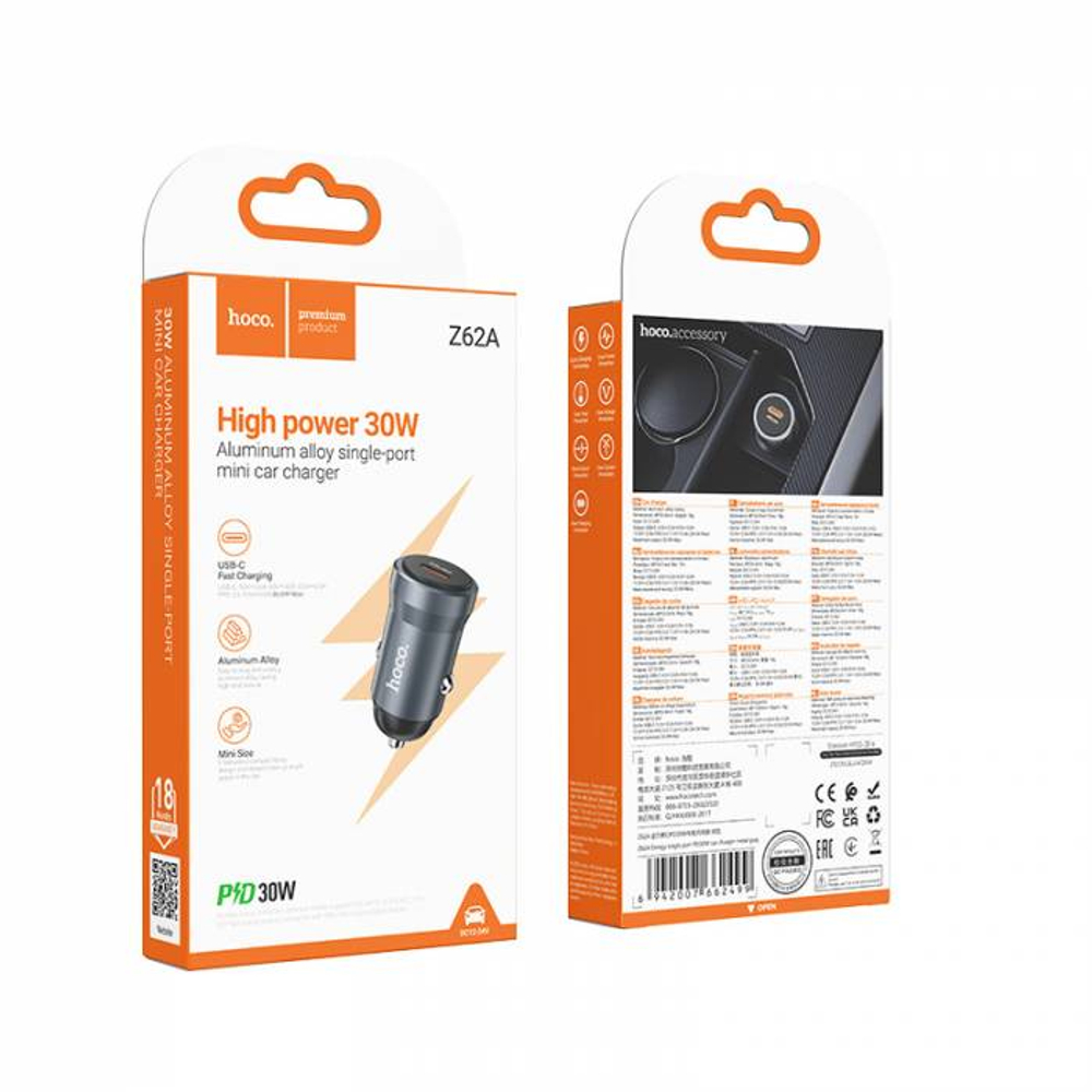 Автомобильное зарядное устройство Hoco Z62A PD30W (gray)