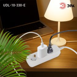Удлинитель электрический ЭРА UDL-10-330-E Greenline 3 розетки с заземлением 3м ПВС 3x0.75мм2 | Электротовары