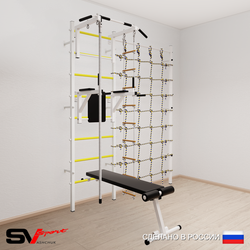 Шведская стенка Sv Sport усиленная 6850 (Турник стандарт/Брусья/Скамья/Канат/Лестница/Канатный лаз)
