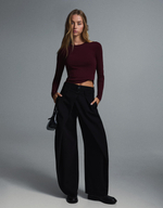 Женский лонгслив с круглым вырезом - BERSHKA