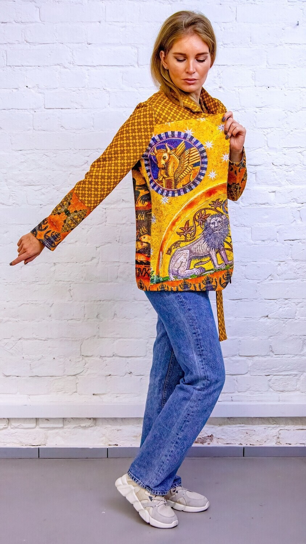 Трикотажный жакет "Мозаики Эльзаса", по мотивам  мозаик из Аббатства Мон-Сент-Одиль