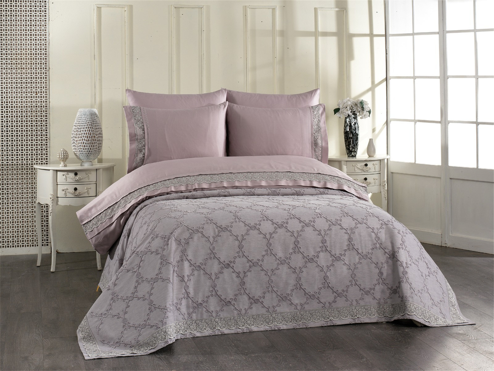Gelin Home КПБ 7 пр. GALA каменный цвет покрывало 240*260, пододеяльник 200*220, простынь 240*260, наволочки 50*70 2шт, декоративные наволочки 50*70 2шт GLNS402