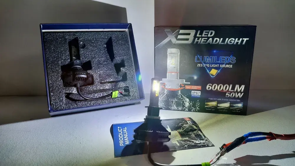 H1 / Автомобильные светодиодные лампы, H1, 50W, 6000 Lm, 12 вольт, с радиаторным охлаждением, X3 Led Headlight ZES, ИКС ТРИ, TG (2 шт. / комплект)