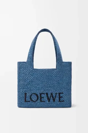 Loewe Средняя сумка-тоут LOEWE Font из рафии, светло-голубой