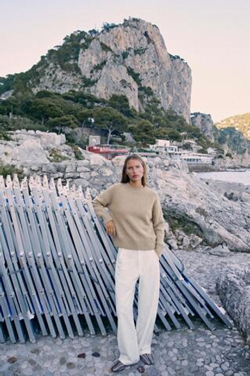 ZARA МЯГКИЙ ТРИКОТАЖНЫЙ СВИТЕР, СЕРО-КОРИЧНЕВЫЙ