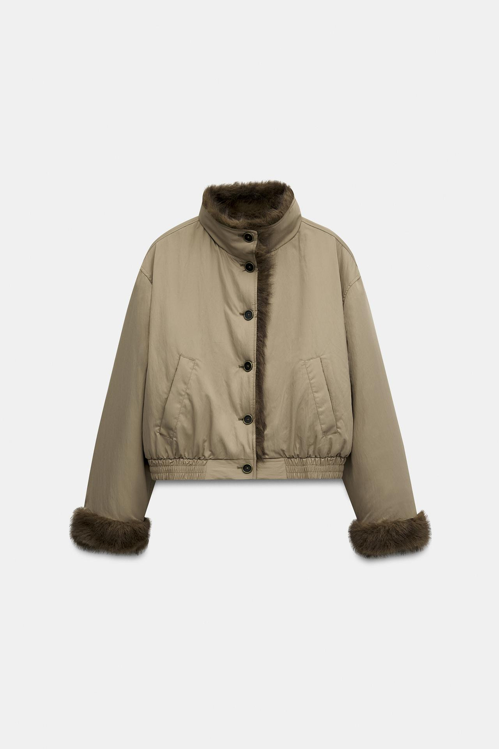 ZARA ДВУСТОРОННЯЯ КУРТКА С МЕХОВЫМ ЭФФЕКТОМ, СВЕТЛЫЙ РЫЖЕВАТО-КОРИЧНЕВЫЙ