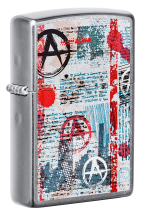 Легендарная классическая американская бензиновая широкая зажигалка ZIPPO Anarchy Design 49662 в подарочной коробке