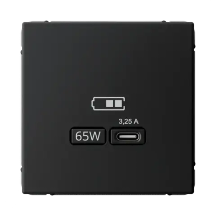 ARTGALLERY USB РОЗЕТКА тип-С 65Вт высокоскор.заряд. QC, PD, механизм, КАРБОН
