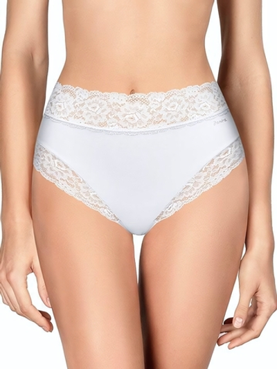 Высокие трусики-слипы с широкой кружевной оторочкой Dolce Micro (Размер: XL) (Цвет: белый)