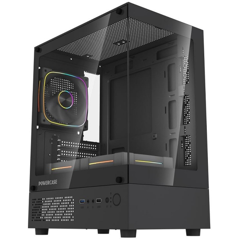 Корпус Mini-Tower PowerCase Vision Micro M1 TG ARGB, Micro-ATX, черный (CVMM1B-A3)