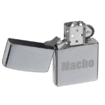 Зажигалка серебристая матовая Zippo Macho с покрытием Brushed Chrome