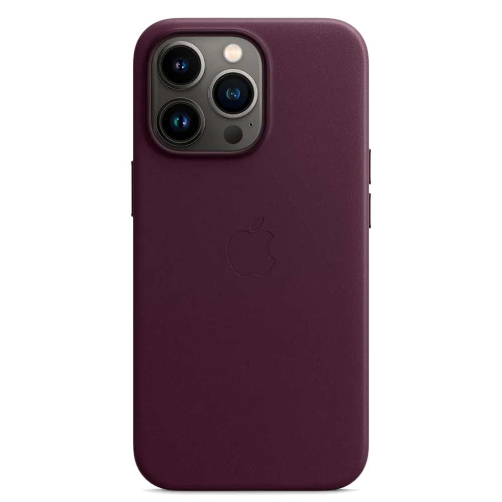 Кожаный чехол с поддержкой MagSafe Apple Leather Case для iPhone 13 Pro, Dark Cherry (Темная вишня)