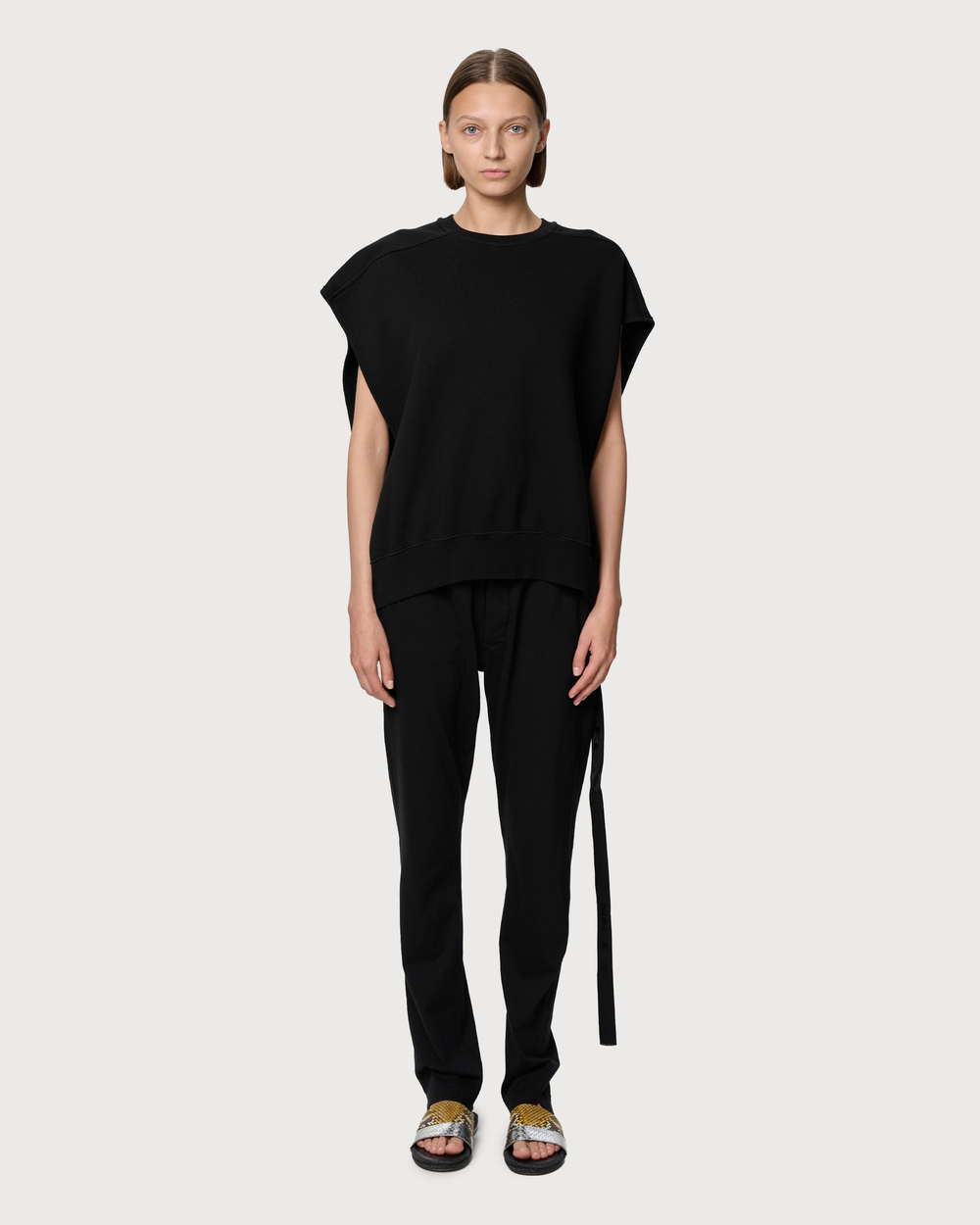 RICK OWENS DRKSHDW СВИТШОТ БЕЗ РУКАВОВ ЧЕРНЫЙ ЖЕНСКИЙ HOLLYWOOD JUMBO TATLIN