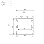 Профиль LINE-M-3535-2500 BLACK (Arlight, Алюминий)