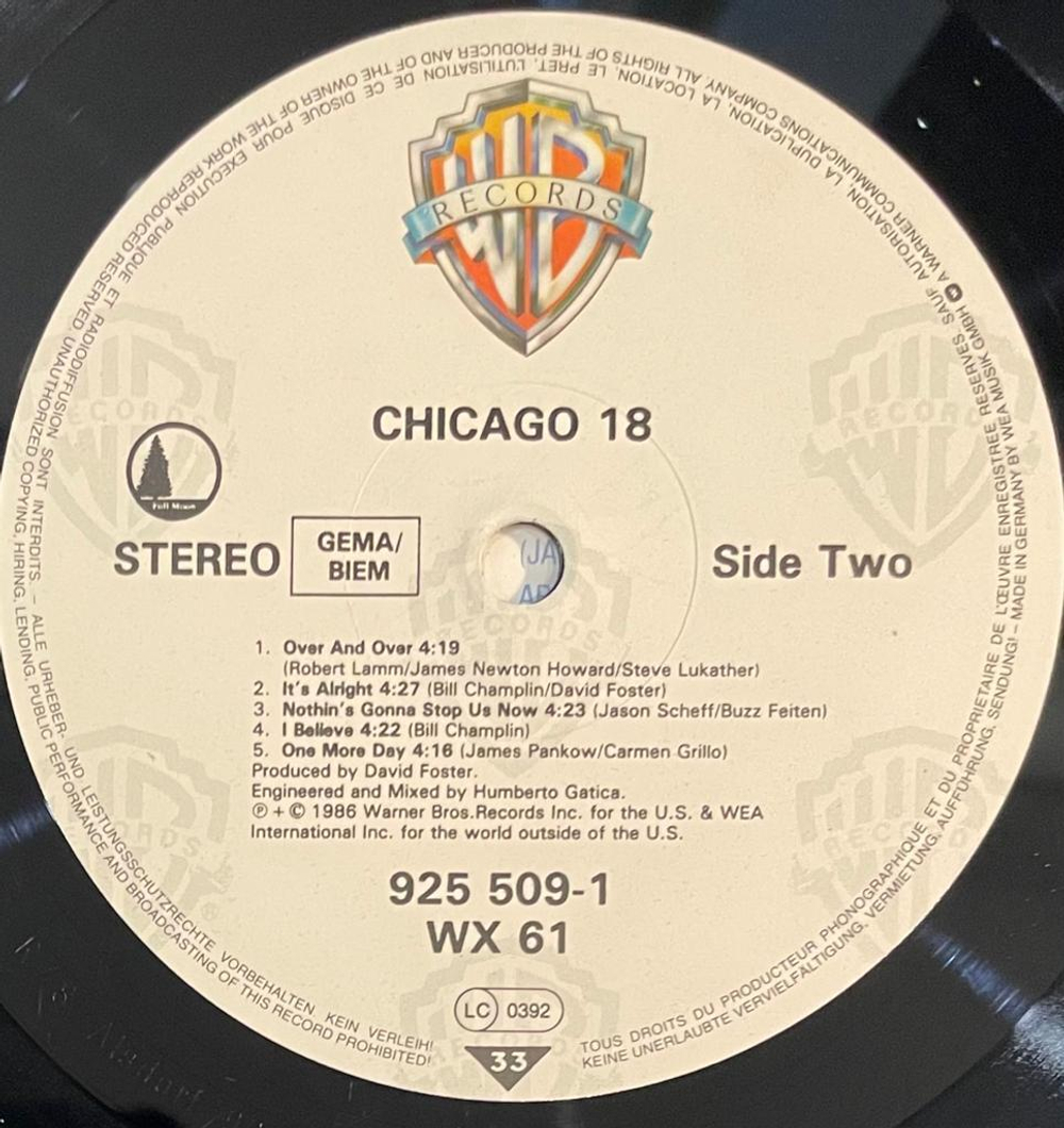 Chicago- Chicago 18 (Европа 1986г.)