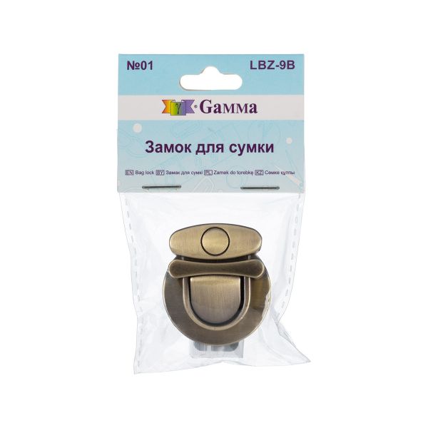 Замок для сумки 40х35 мм, 5 шт, под бронзу, Gamma LBZ-9B