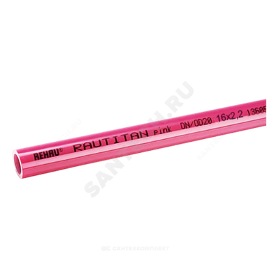 Труба PE-Xa/EVOH Дн 25х3,5 Ру10 Тмакс=95C L=6м RAUTITAN pink Rehau 11360621006