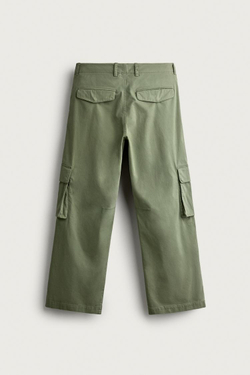 ZARA БРЮКИ КАРГО RELAXED FIT, ЗЕЛЕНЫЙ