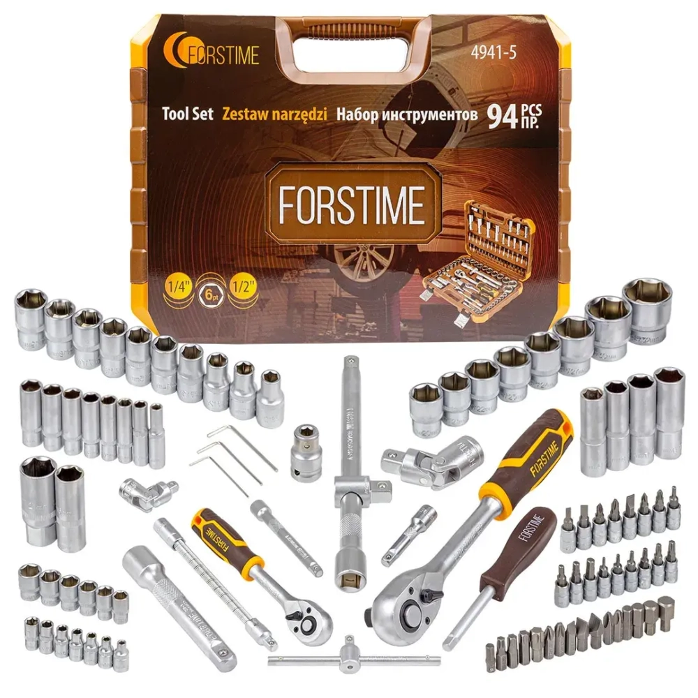 Набор инструментов 94 пр.1/4'',1/2''(6гр.)(4-32мм) FORSTIME FT-4941-5
