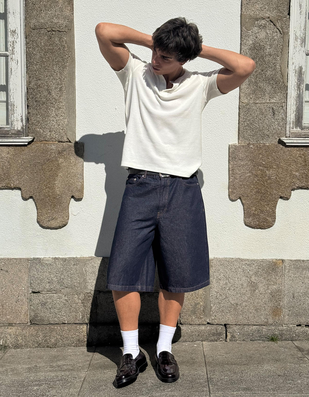 Мужские джинсовые бермуды baggy fit, арт. 1022/180 - BERSHKA