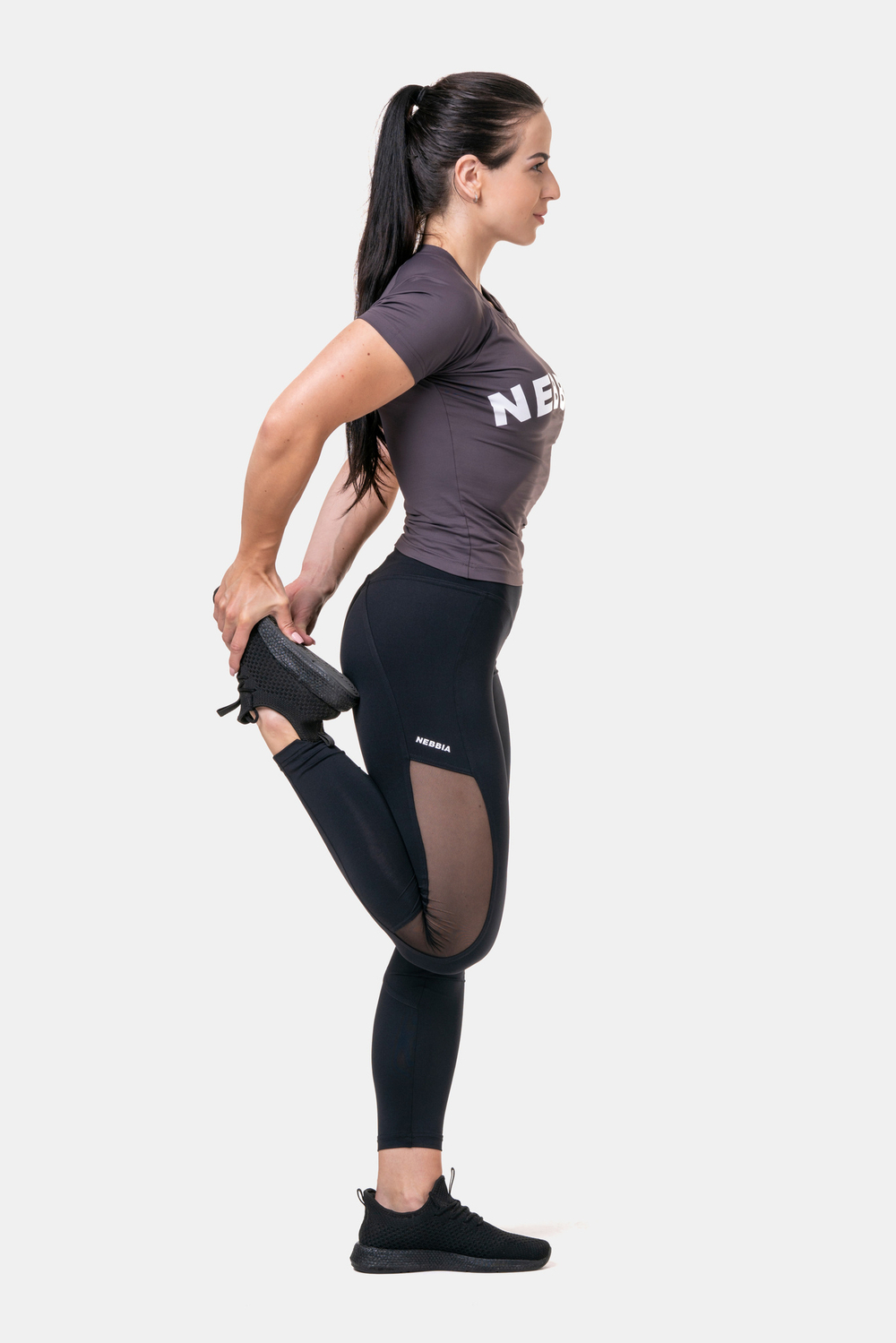 Легинсы женские High Waist & Mesh Leggings 573 Черные