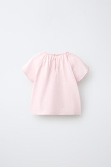 ZARA ФУТБОЛКА С ПРИНТОМ 'ДОМИК', РОЗОВЫЙ