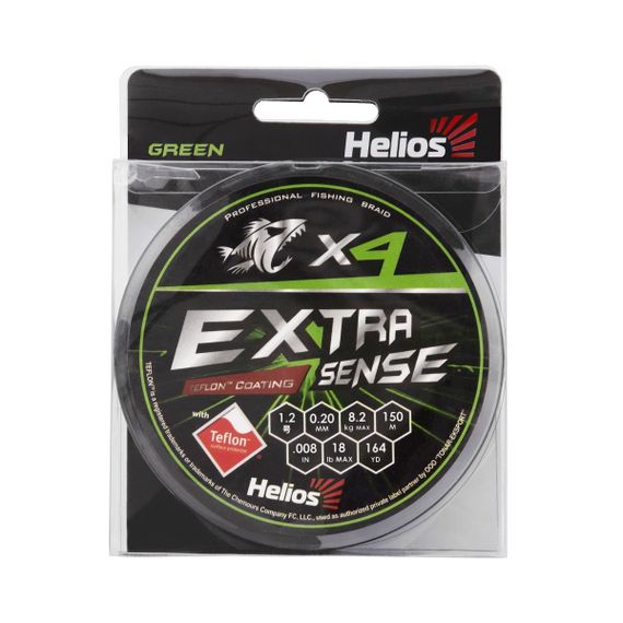 Шнур Helios Extrasense X4 PE Green 150m 1.2/18LB 0.20mm (HS-ES-X4-1.2/18LB)