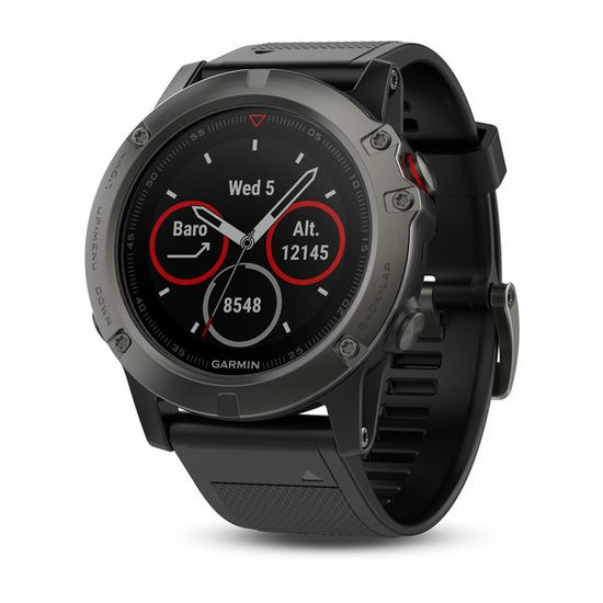 Умные мужские спортивные часы Garmin Fenix 5X Sapphire - серые с черным ремешком 010-01733-01