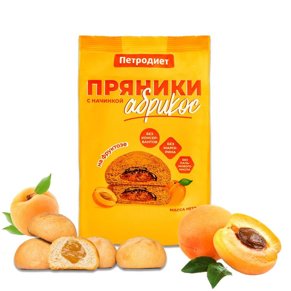 Пряники Петродиет с начинкой Абрикос на фруктозе 340гр