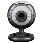 Веб-камера DEFENDER C-110, 0,3 Мп, микрофон, USB 2.0/1.1+3.5 мм jack, подсветка, регулируемое крепление, черная, 63110