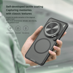 Чехол прозрачный тонированный (Transparent Black) от Nillkin с металлической крышкой и MagSafe на Vivo X200 Pro, серия CamShield Prop Magnetic Case