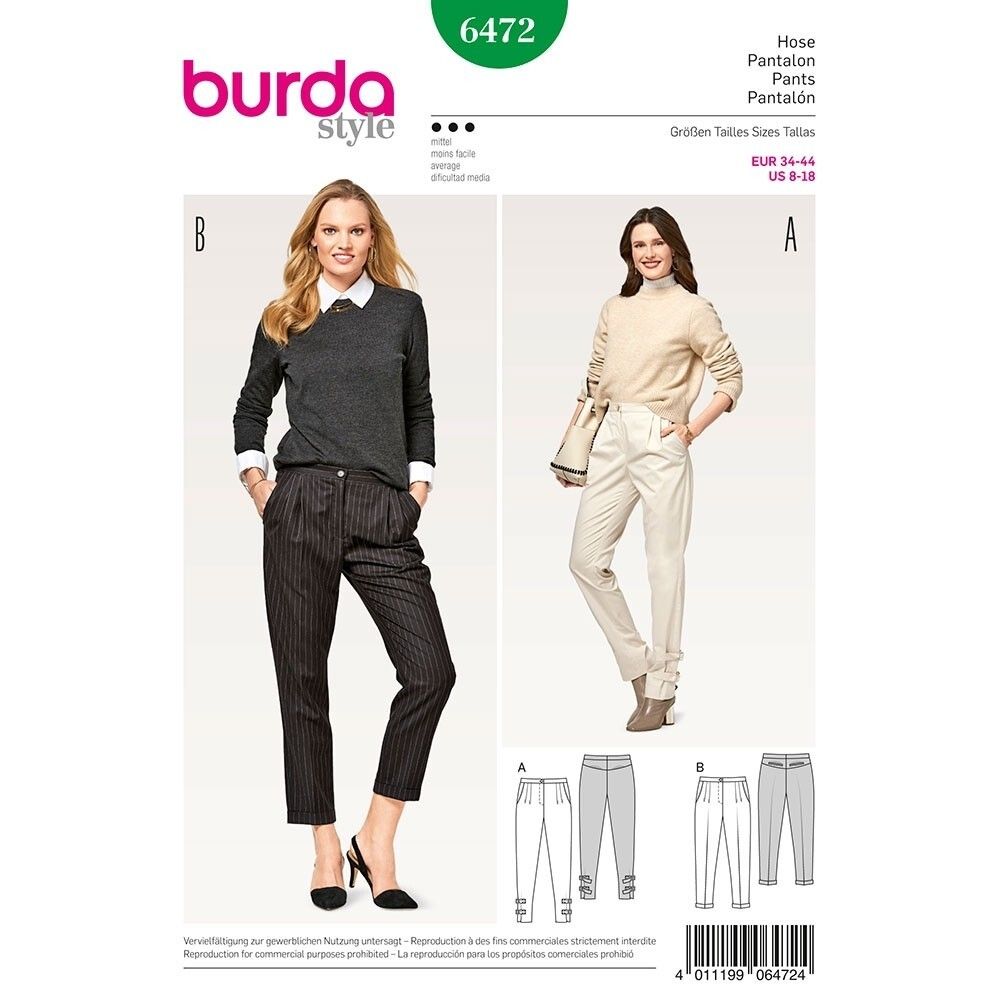 Выкройка Женская (брюки-шорты-комбинезоны) Burda (Бурда) 6472, 1 шт, 6472