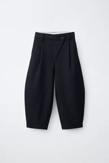 ZARA БРЮКИ SASTRE BARREL С ЗАПАХОМ, МОРСКОЙ СИНИЙ