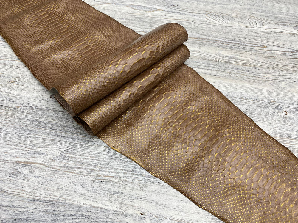 Кожа питона цв. Бежевый / Lucrecio Gold Beige, толщ. 0,5-0,7 мм
