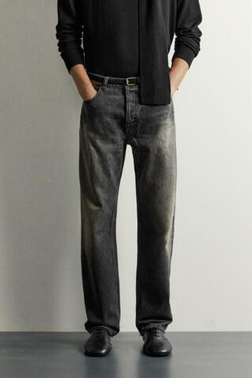 ZARA ДЖИНСЫ STRAIGHT FIT, УГОЛЬНЫЙ