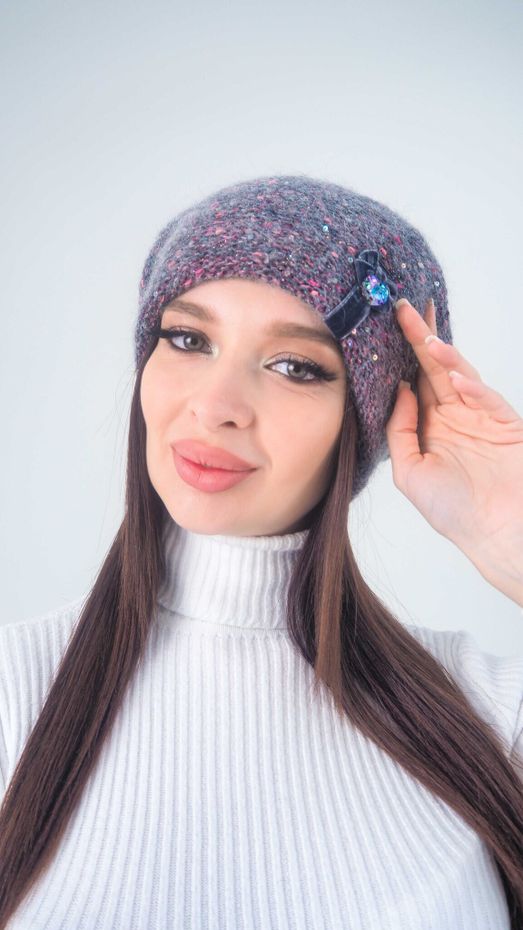6926В Берет (Антрацит/фуксия / 57-58 / - / 30х30х6 / 0.3 / 57 / Шерсть)