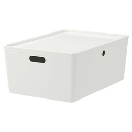 Контейнер с крышкой IKEA KUGGIS (КУГГИС), Пластик, Белый, 37x54x21 см
