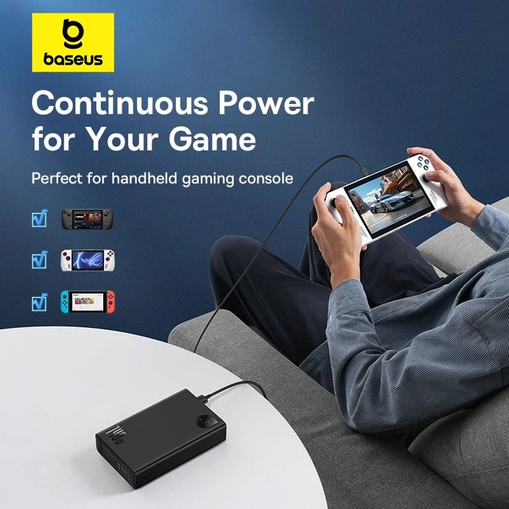 Внешний аккумулятор повербанк чёрный Power Bank 24000mAh 140W BASEUS PPADM140