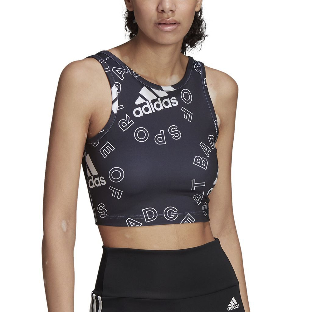 Женский топ теннисный Adidas Designed To Move Graphic Crop Top W - black/white
