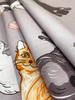 Отрез 400х220 см ткань для рукоделия "Kitties" Сказка перкаль