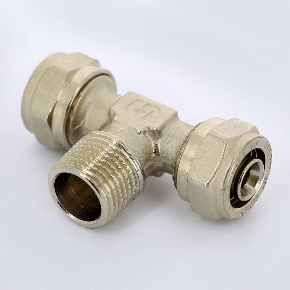 Тройник для металопластиковых труб 20х1/2''х20 НР UNI-FITT